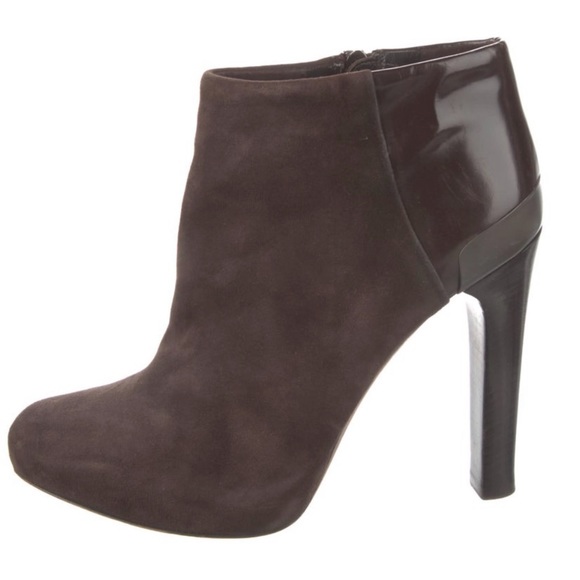 Fendi Suede Ankle Boots. Size 7/IT 37 Brown Leather trim. Good Condition.